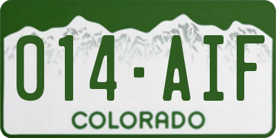 CO license plate 014AIF