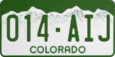 CO license plate 014AIJ