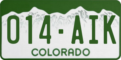CO license plate 014AIK