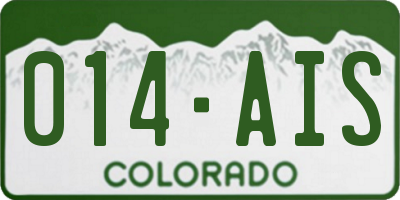 CO license plate 014AIS