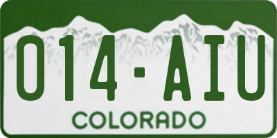CO license plate 014AIU