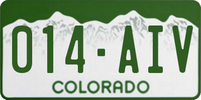 CO license plate 014AIV