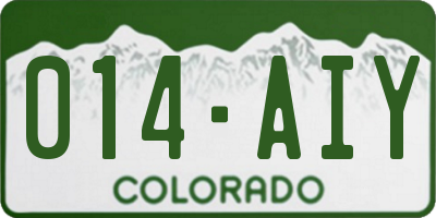 CO license plate 014AIY