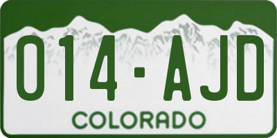 CO license plate 014AJD