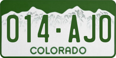 CO license plate 014AJO