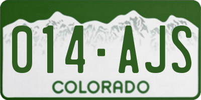 CO license plate 014AJS