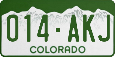 CO license plate 014AKJ