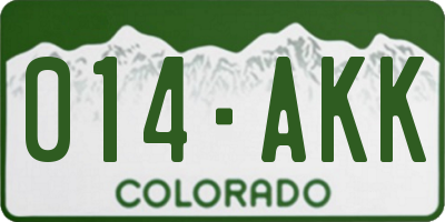 CO license plate 014AKK