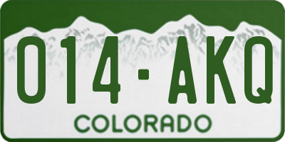 CO license plate 014AKQ