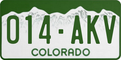 CO license plate 014AKV