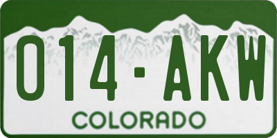 CO license plate 014AKW