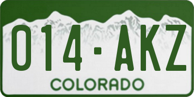 CO license plate 014AKZ