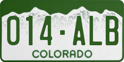 CO license plate 014ALB