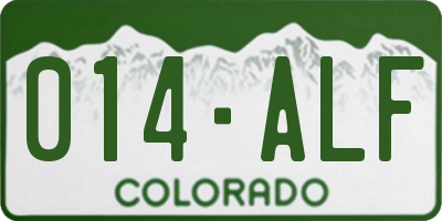 CO license plate 014ALF