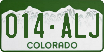 CO license plate 014ALJ