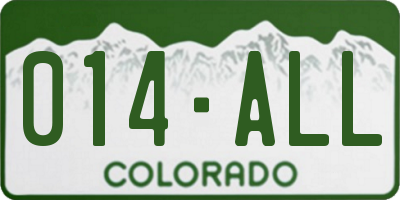CO license plate 014ALL
