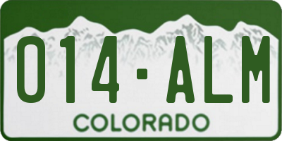 CO license plate 014ALM