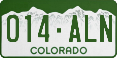 CO license plate 014ALN