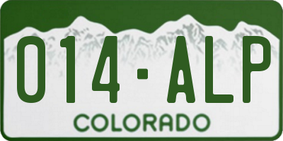 CO license plate 014ALP