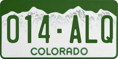 CO license plate 014ALQ
