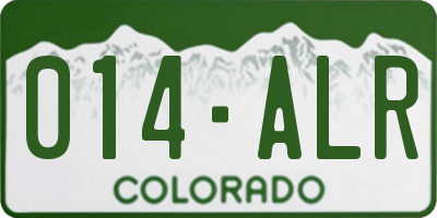 CO license plate 014ALR
