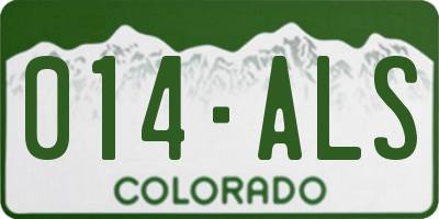 CO license plate 014ALS