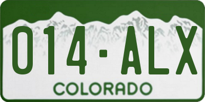 CO license plate 014ALX