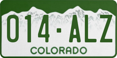 CO license plate 014ALZ
