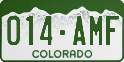 CO license plate 014AMF