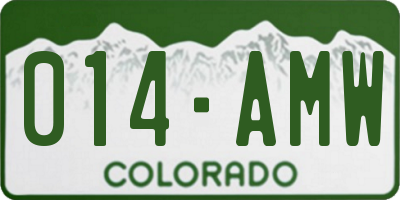 CO license plate 014AMW