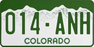 CO license plate 014ANH