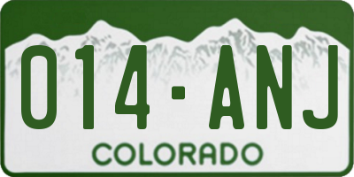 CO license plate 014ANJ