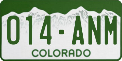 CO license plate 014ANM