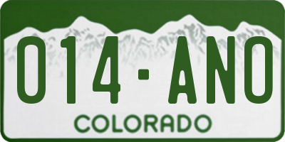 CO license plate 014ANO