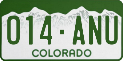 CO license plate 014ANU
