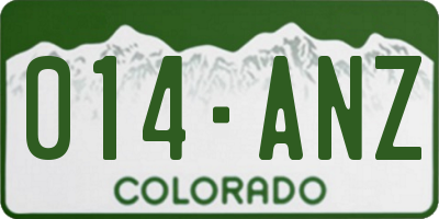 CO license plate 014ANZ