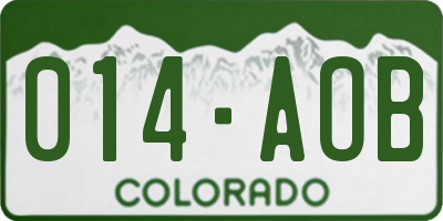 CO license plate 014AOB