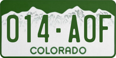CO license plate 014AOF