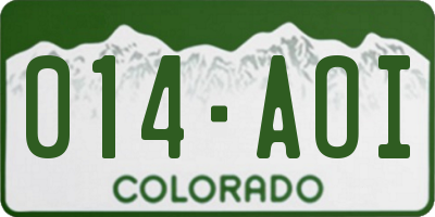 CO license plate 014AOI