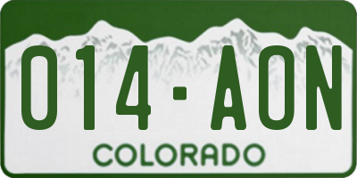 CO license plate 014AON