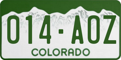 CO license plate 014AOZ