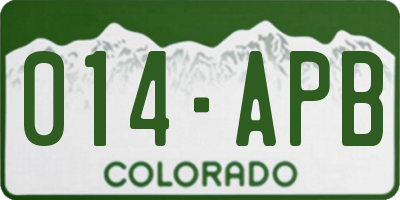 CO license plate 014APB
