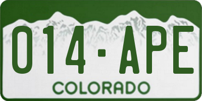 CO license plate 014APE