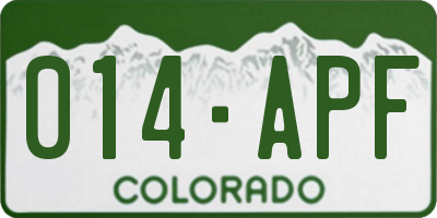 CO license plate 014APF