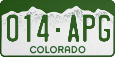 CO license plate 014APG