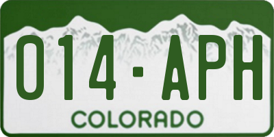 CO license plate 014APH
