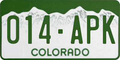 CO license plate 014APK