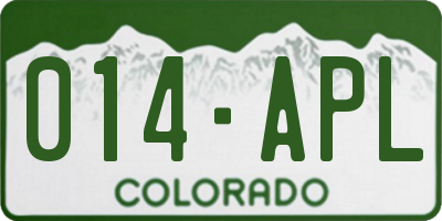 CO license plate 014APL