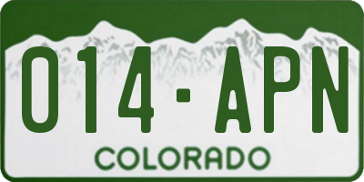 CO license plate 014APN