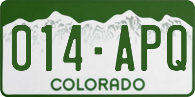 CO license plate 014APQ